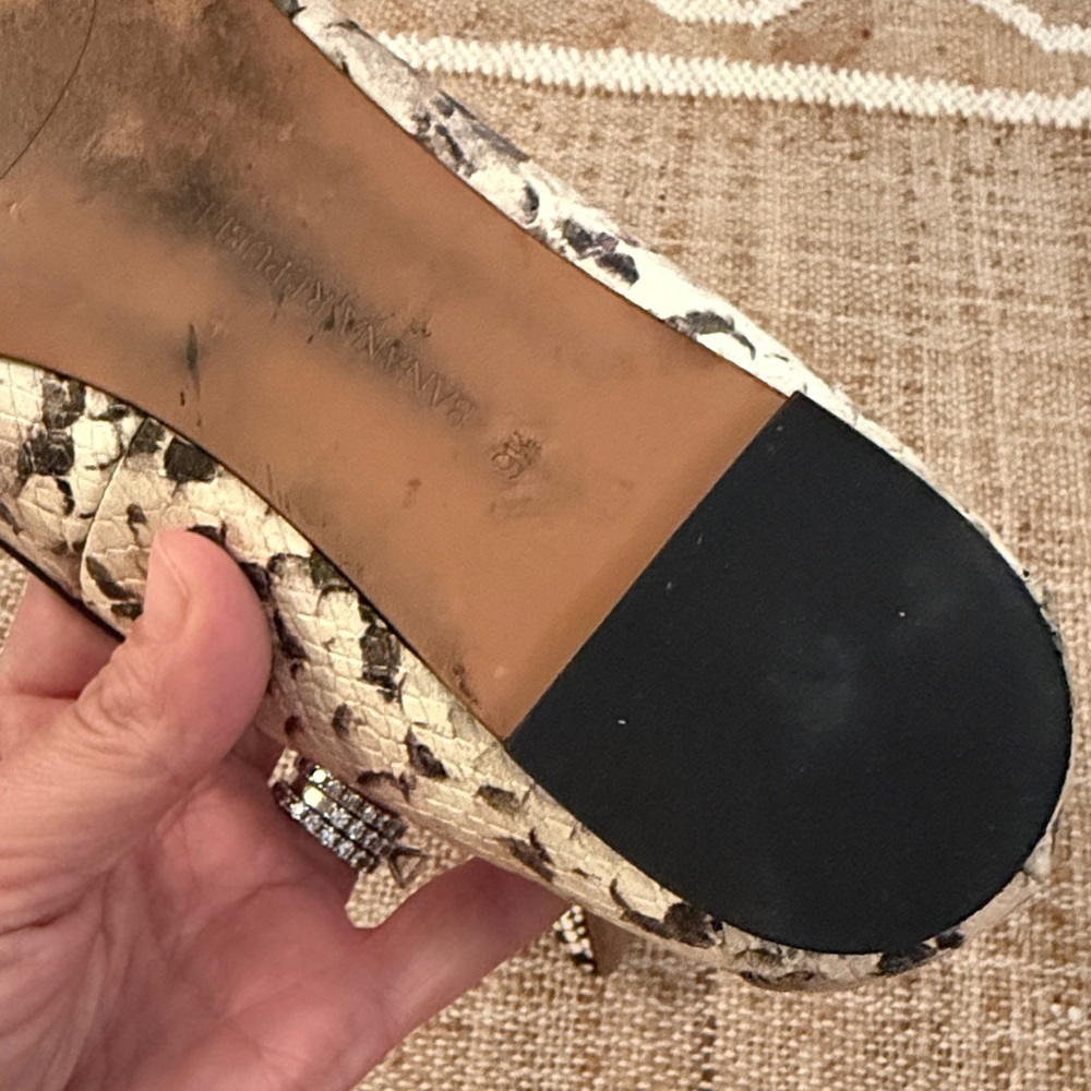 Banana Republic leather animal print snake point toe ballet flats 9.5 black tan - Picture 5 of 6